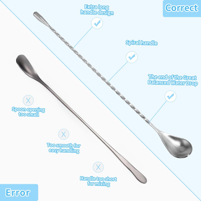 SZLFSX 6 Pcs 12 Inch Bar Mixing Spoon Cocktail Spoon Stainless Steel Bar Long Spoon With Spiral Pattern - Image 3